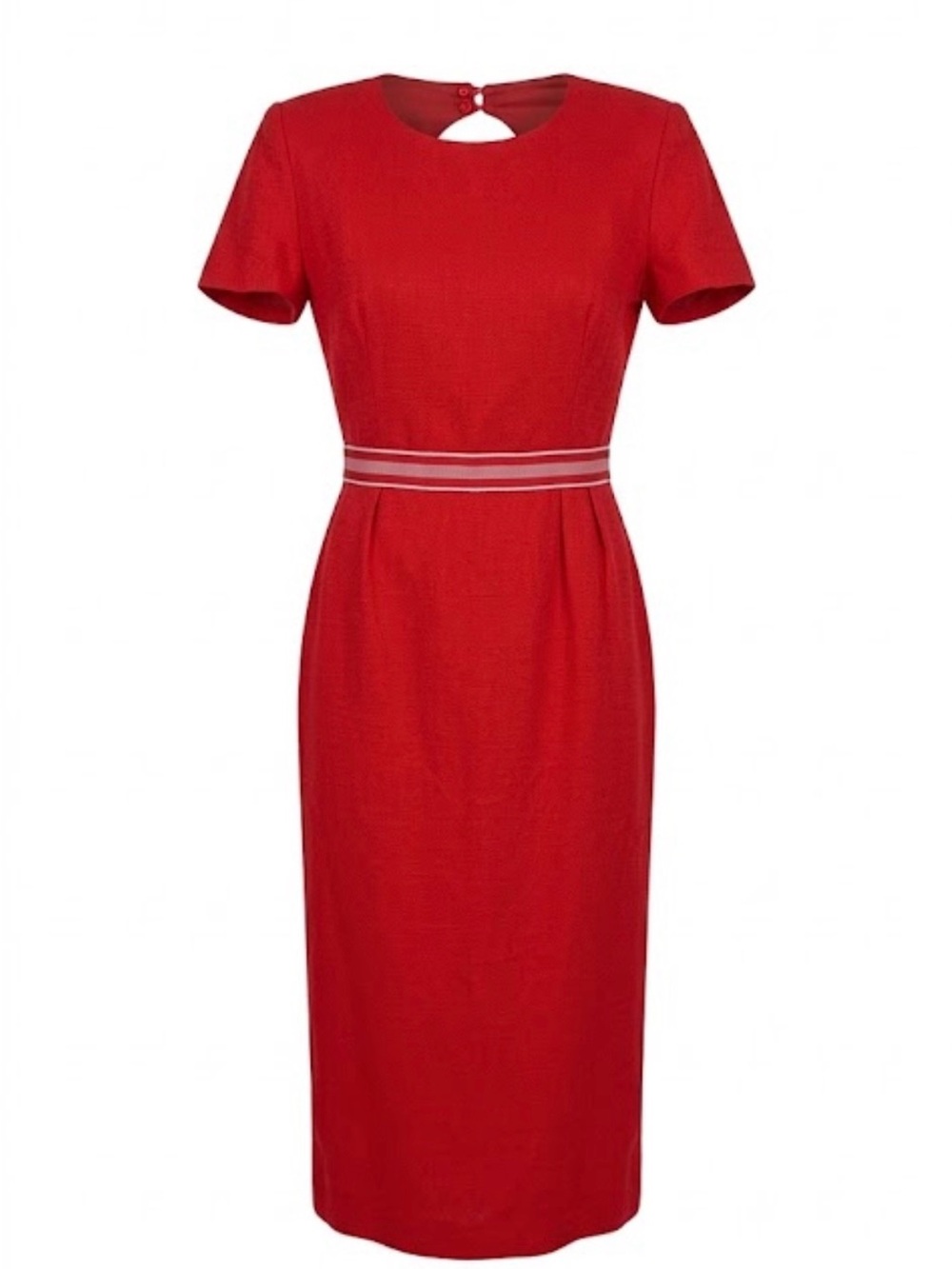 Donna Morgan Linen Vibrant Red Midi Dress